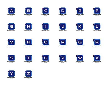 Set of Initial Letter Logo Square Rounded Corners with Pixel Element Stock Illustration