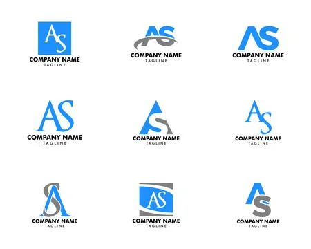 Set of Initial Letter AS Logo Template Design Stock Illustration