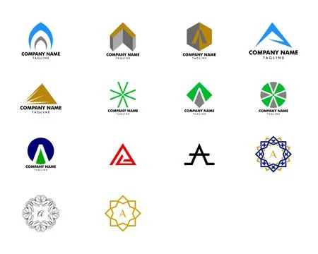 Set of Initial Letter A Logo Template Design Stock Illustration