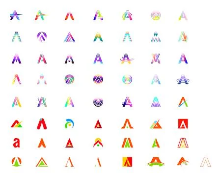 Set of Initial letter A logo vector design template Stock Illustration