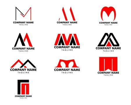 Set of Initial Letter M Logo Template Design Stock Illustration