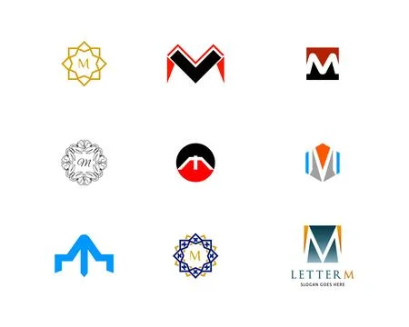 Set of Initial Letter M Logo Template Design Stock Illustration
