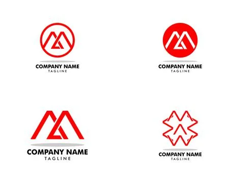 Set of Initial Letter MA Logo Template Design Stock Illustration