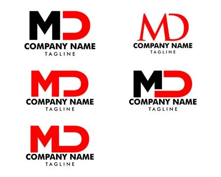 Set of Initial Letter MD Logo Template Design Stock Illustration