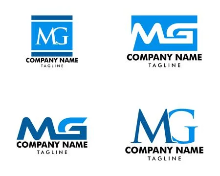 Set of Initial Letter MG Logo Template Design Stock Illustration