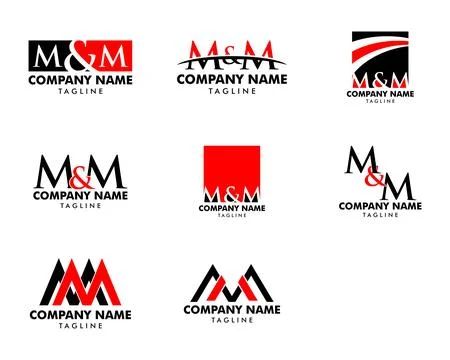 Set of Initial Letter MM Logo Template Design Stock Illustration