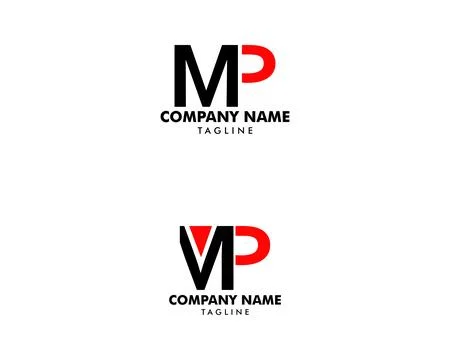 Set of Initial Letter MP Logo Design vector Stock Illustration