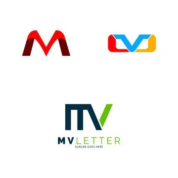 Set of Initial Letter MV Icon Vector Logo Template Illustration Design Stock Illustration