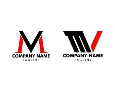 Set of Initial Letter MV Logo Template Design Stock Illustration