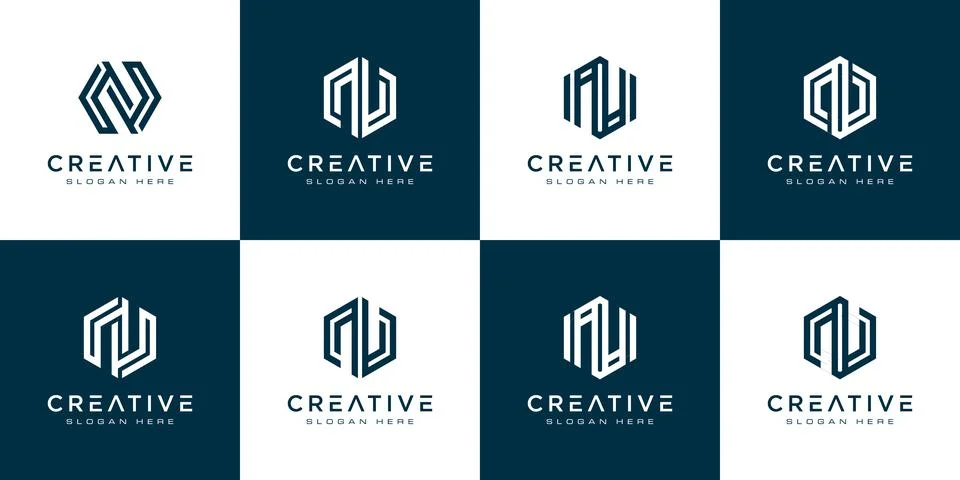 Set of initial letter N abstract logo vector template Stock Illustration