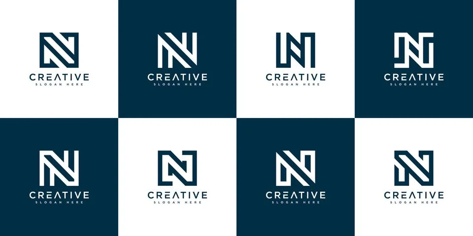 Set of initial letter N abstract logo vector template Stock Illustration