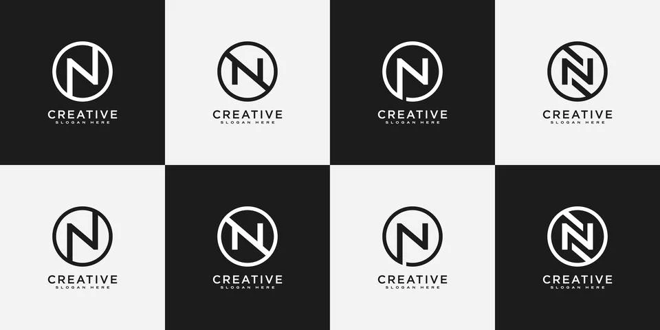 Set of initial letter N abstract logo vector template Stock Illustration