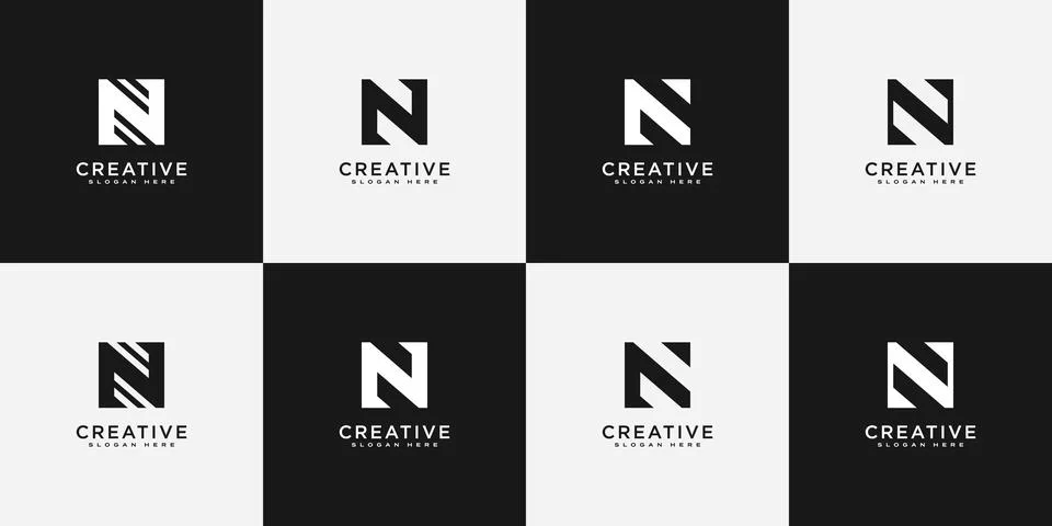 Set of initial letter N abstract logo vector template Stock Illustration