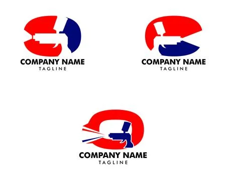 Set of Initial Letter O Car Paint with Spray Gun Logo Template Stock Illustration