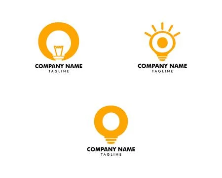 Set of Initial letter O Logo with Light Bulb Stock Illustration