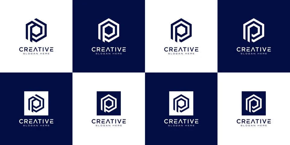 Set of initial letter P logo design vector Stock Illustration