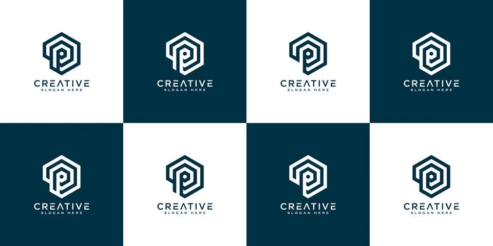 Set of initial letter P logo design vector Stock Illustration