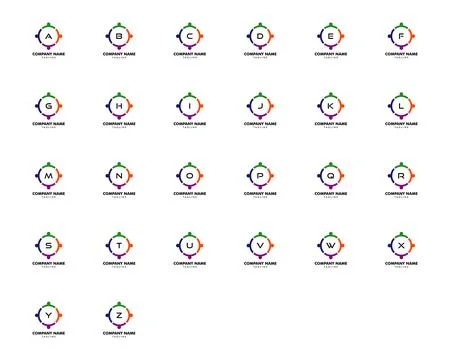 Set of Initial Letter People Group Team Work Logo Vector Stock Illustration