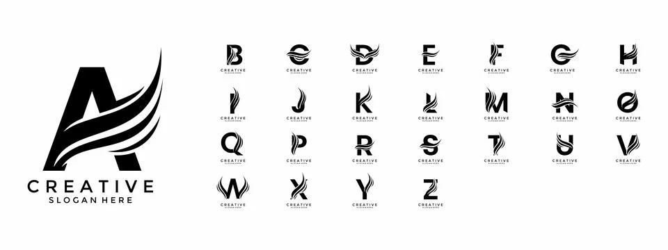 Set of Initial Letter Professional logo for all kinds of business, Letter w.. Stock Illustration