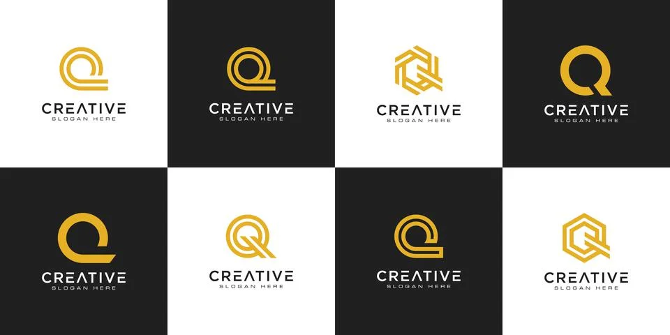 Set of initial letter Q logo design vector Stock Illustration
