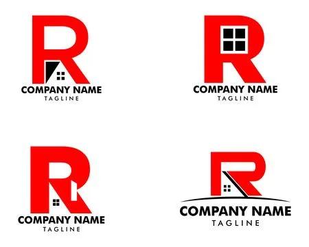 Set of Initial Letter R House Logo Template Ilustração Stock