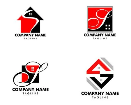 Set of Initial Letter S House Real Estate Logo Design Stock Illustration