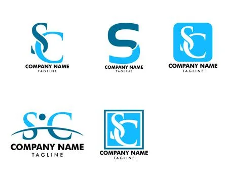 Set of Initial Letter SC Logo Template Design Stock Illustration