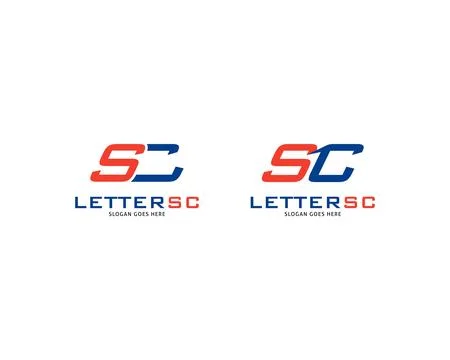 Set of Initial Letter SC Logo Template Design Stock Illustration