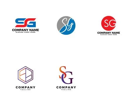 Set of Initial Letter SG Logo Template Design Stock Illustration