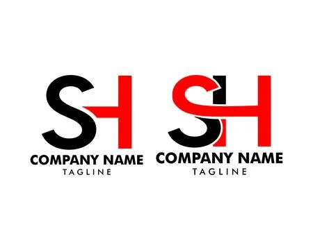 Set of Initial Letter SH Logo Template Design Stock Illustration