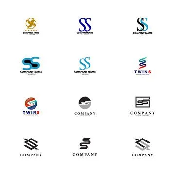 Set of Initial Letter SS Logo Template Design Stock Illustration
