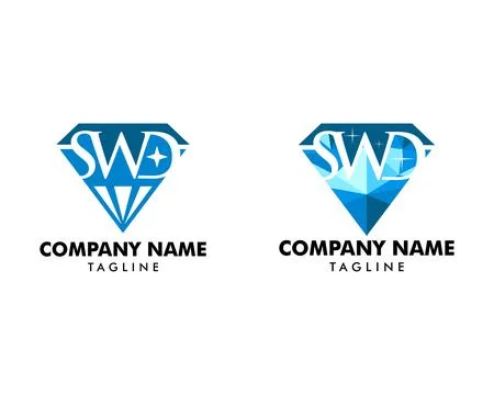 Set of Initial Letter SWD Diamond Shape Logo Template Design Stock Illustration