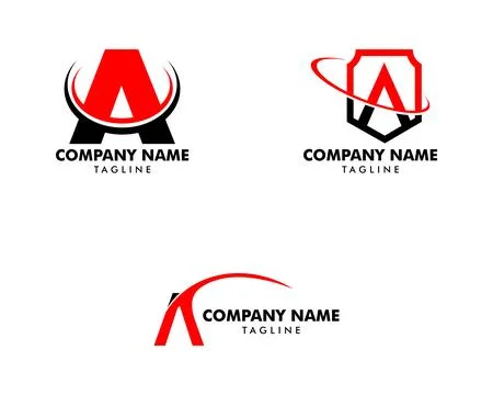Set of Initial Letter A Swoosh Logo Template Stock Illustration