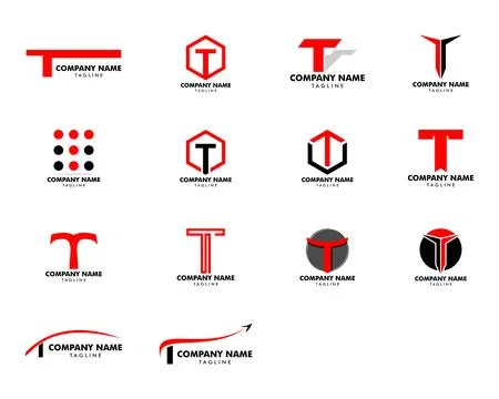 Set of Initial Letter T Logo Template Design Stock Illustration