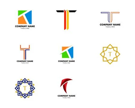 Set of Initial letter T logo template design Stock Illustration