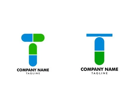 Set of Initial Letter T Pill or Capsule Logo Design Illustrazione stock