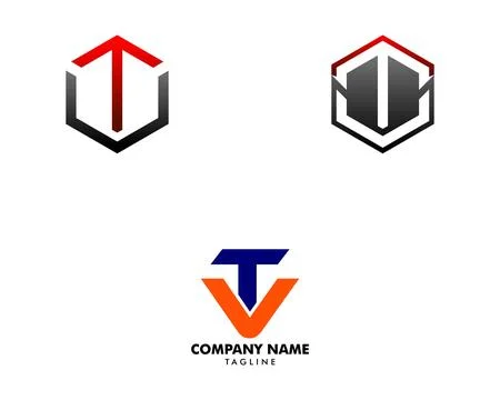 Set of Initial Letter TV Logo Template Design Stock Illustration