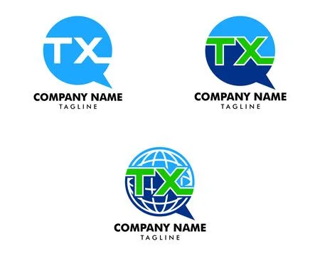 Set of Initial Letter TX Bubble Talk Logo Template Vector Stock Illustration