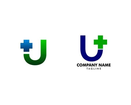 Set of Initial Letter U Cross Plus Logo, Medical Health Care Logo Template .. Stock Illustration