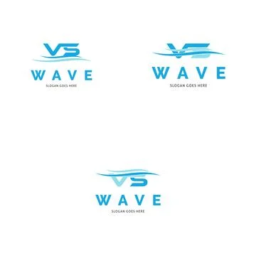 Set of Initial Letter VS Wave Icon Vector Logo Template Illustration Design Stock Illustration