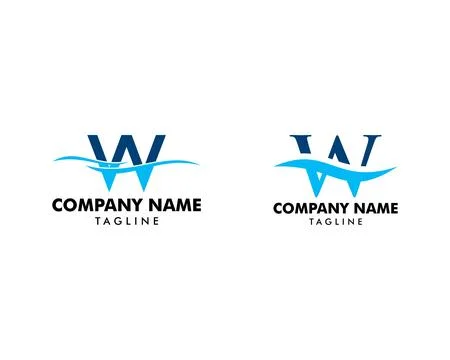 Set of Initial Letter W Wave Water Logo Vector Icon Stock Illustration