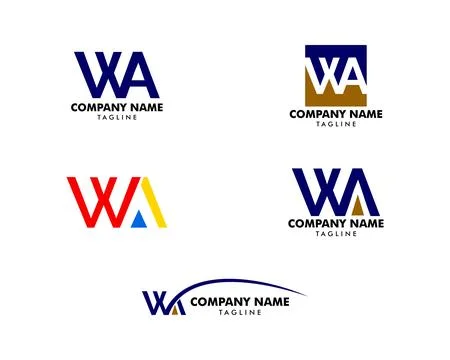 Set of Initial Letter WA Logo Template Design Stock Illustration