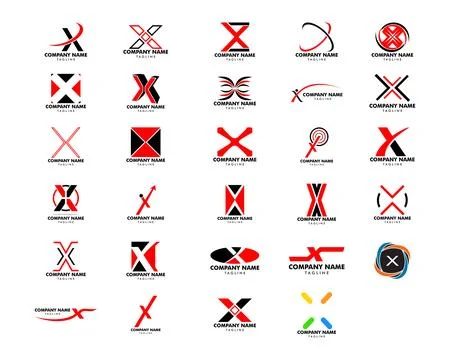 Set of Initial Letter X Logo Template Design Stock Illustration