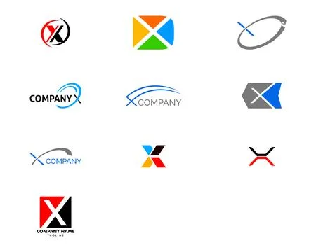 Set of Initial Letter X Logo Template Design Stock Illustration