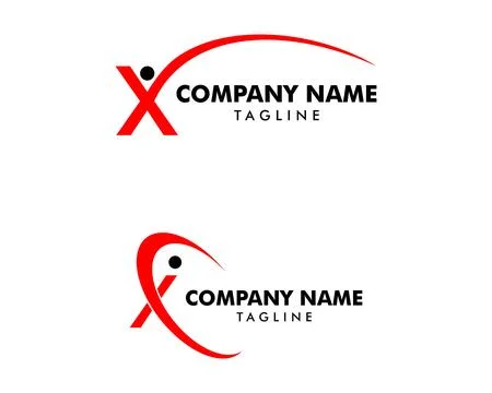 Set of Initial Letter X Swoosh People Logo Symbol Icon Vector Stock Illustration