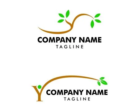 Set of Initial Letter Y With Leaf Logo Stockillustratie