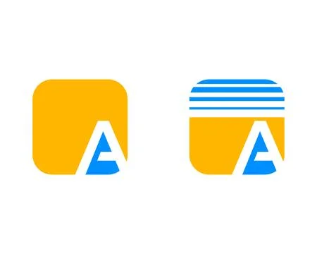 Set of Initial letters A logo template design in square rounded shape Stock Illustration