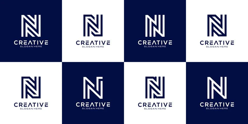 Set of initial N abstract logo vector template Stock Illustration