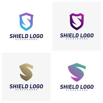 Set of Initial S Shield Logo Design Concepts. S Letter Shield Vector illustra Stock Illustration