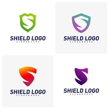 Set of Initial S Shield Logo Design Concepts. S Letter Shield Vector illustra Stock Illustration
